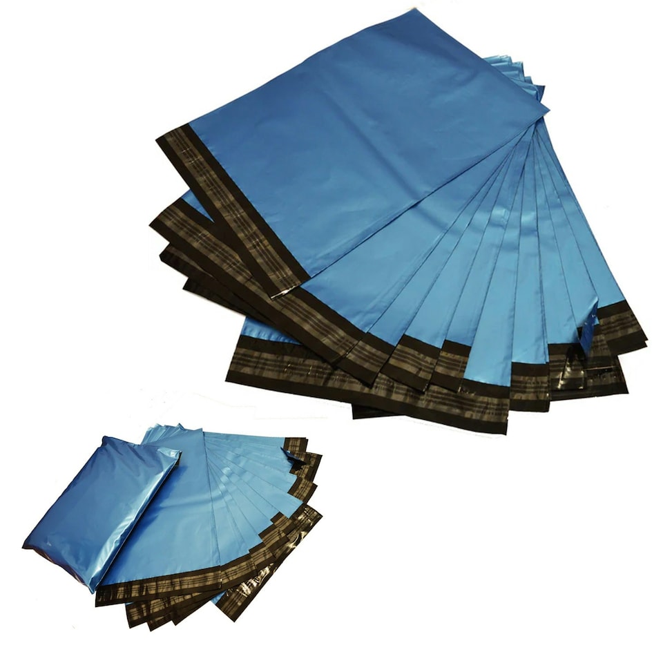 image 1 of 1000 x 13x19 (330x483mm) Strong Metallic Blue Polythene Postage Courier Mailing Bags Blue | One Size