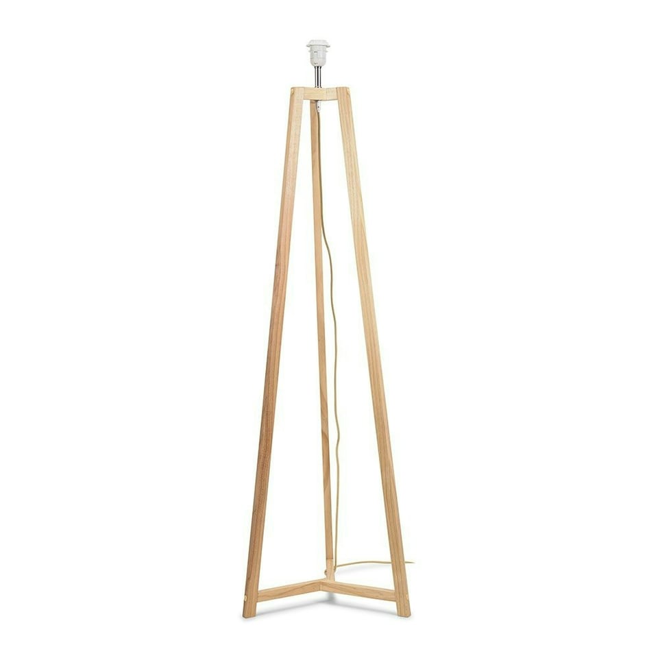 image 1 of ValueLights Lottie Oak Wooden Free Standing Tripod Floor Lamp Base | Brown