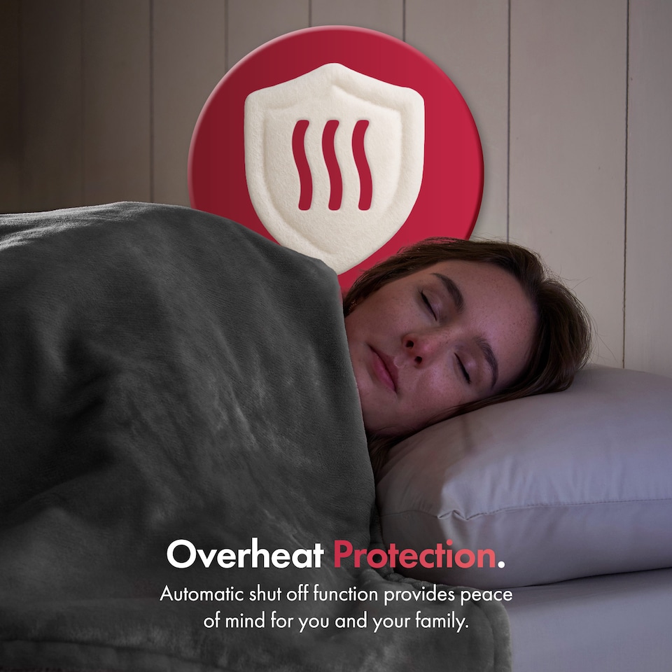 image 1 of VonHaus Heated Throw Blanket with Digital Control Grey