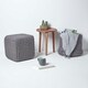 image 6 of Homescapes Dark Grey Cube Cotton Knitted Pouffe Footstool
