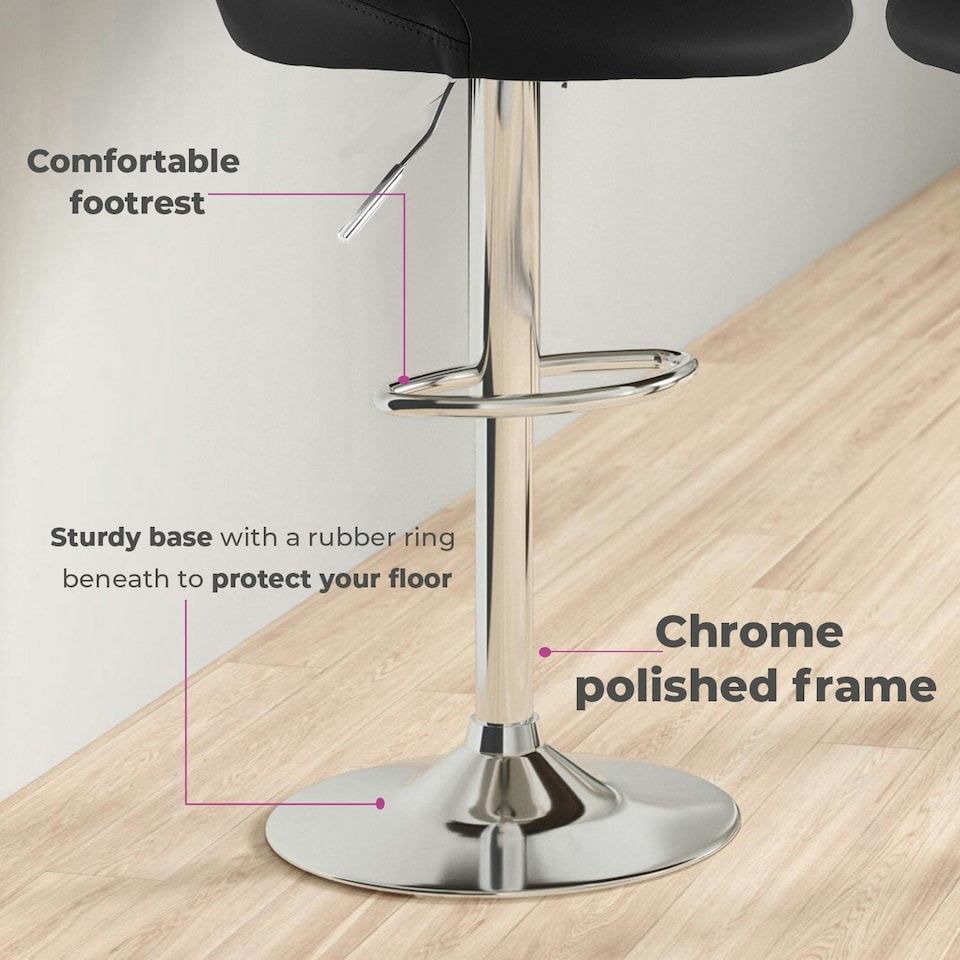 image 1 of Set of Two Madrid Black Faux Leather Bar Stool