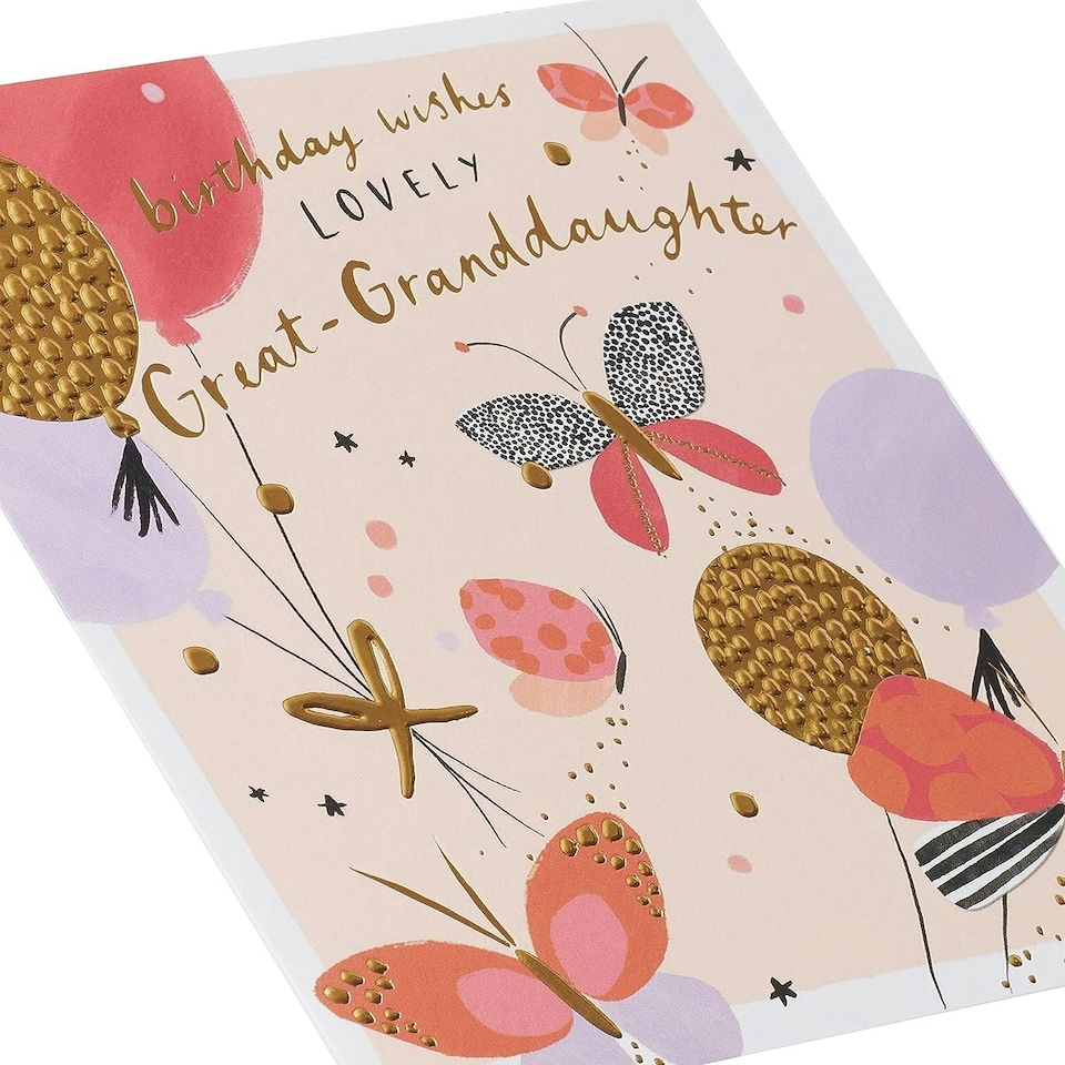 image 1 of Balloons & Butterflies Design Great-Granddaughter Birthday Card