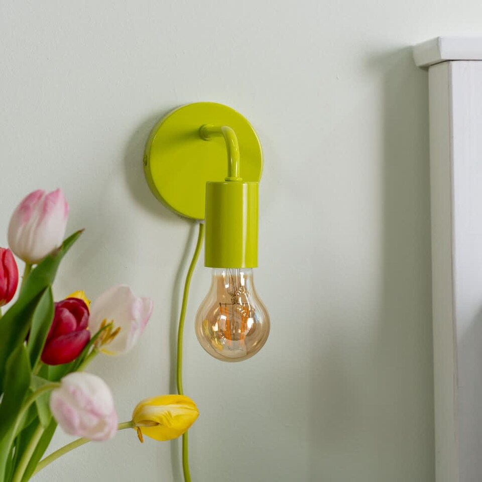 image 1 of ValueLights Jordy Plug in Colour Pop Lime Green Wall Light