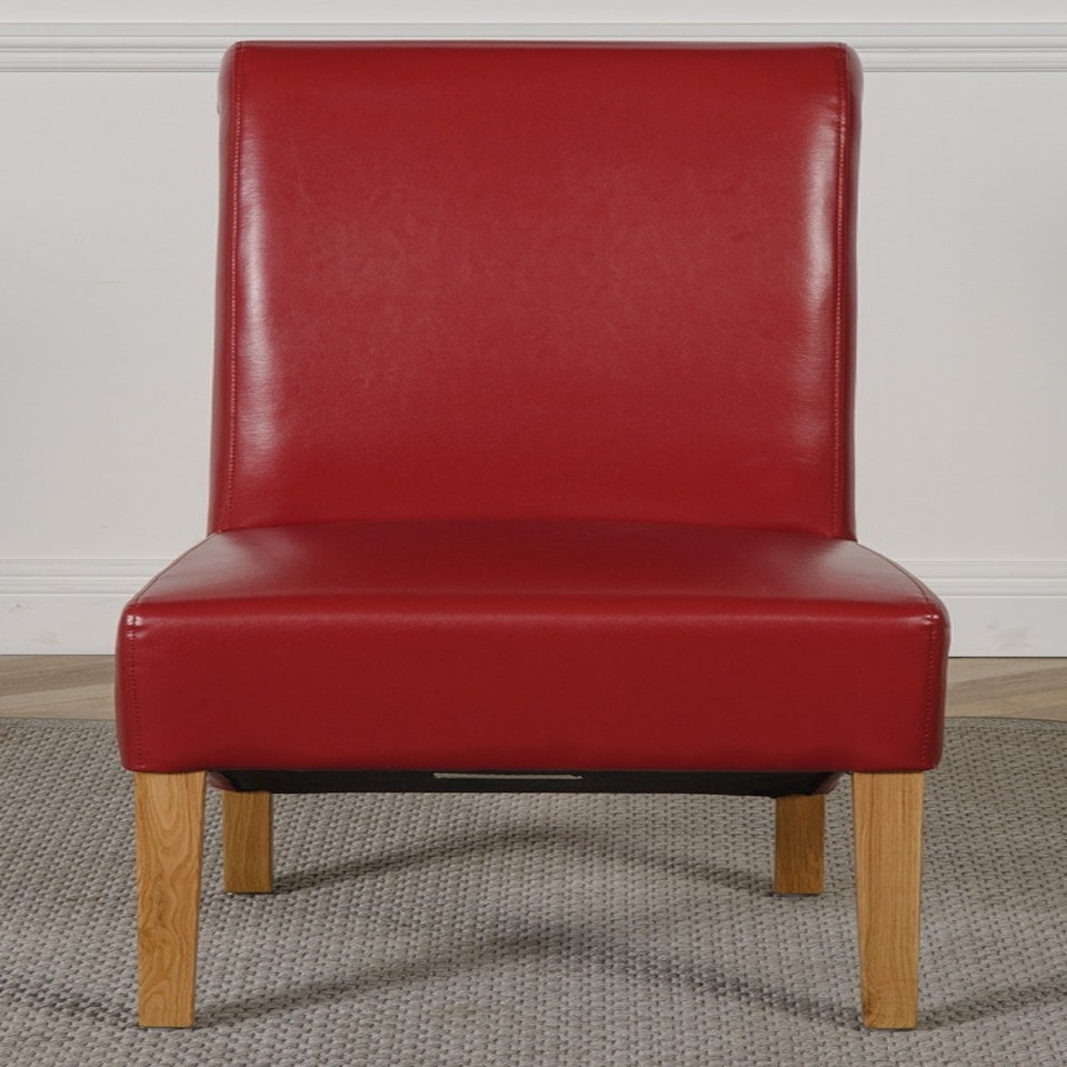 image 1 of Oregon Round Oak Dining Table with Montana Leather Chairs Red