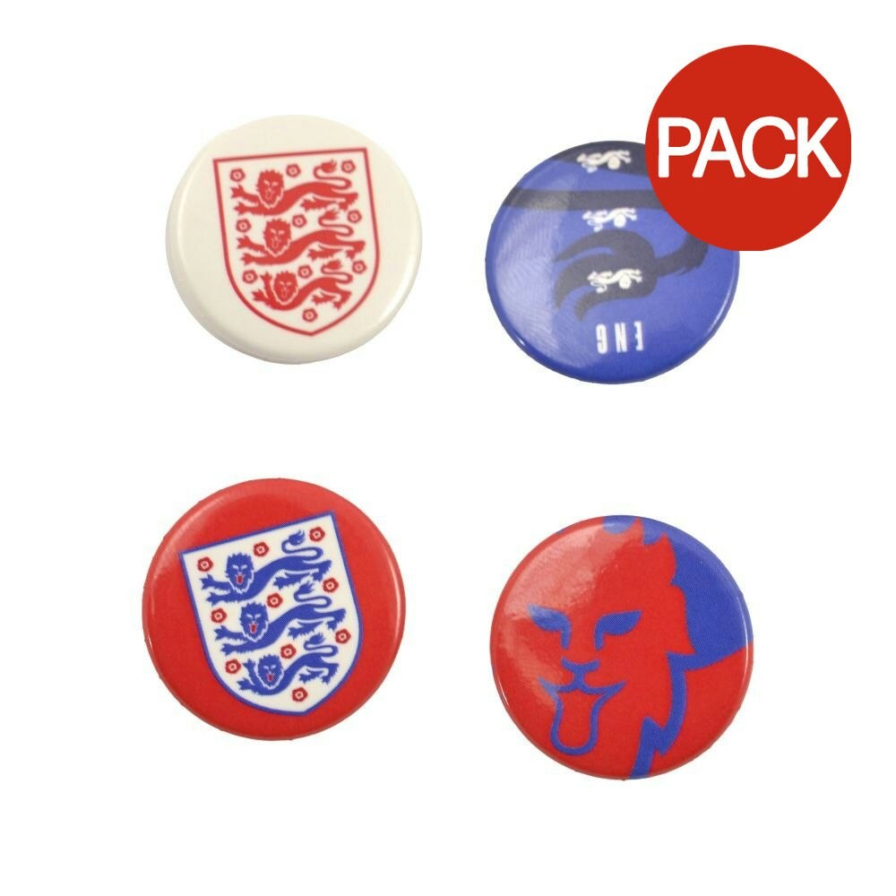 England FA Badge (Pack of 4) - Blue/White/Red - One Size