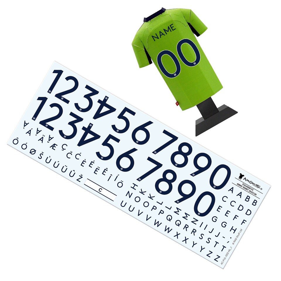 image 1 of RadStuff Alloy Metal Football Shirt - Fulham FC Away Kit 2025/26