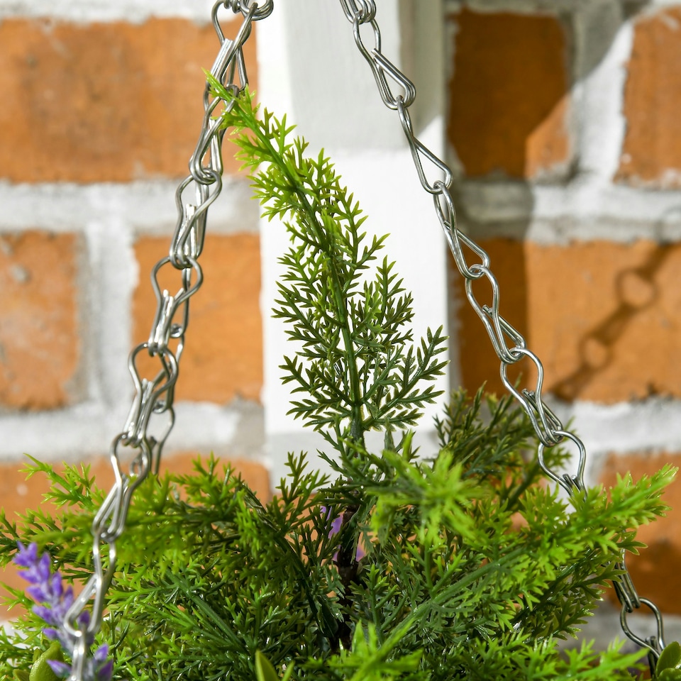 image 1 of Outsunny 2 PCs Artificial Lisianthus Flower Hanging Planter Basket Home