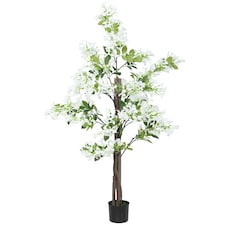 HOMCOM Potted Artificial Plants Honeysuckle Flower for Indoor , White