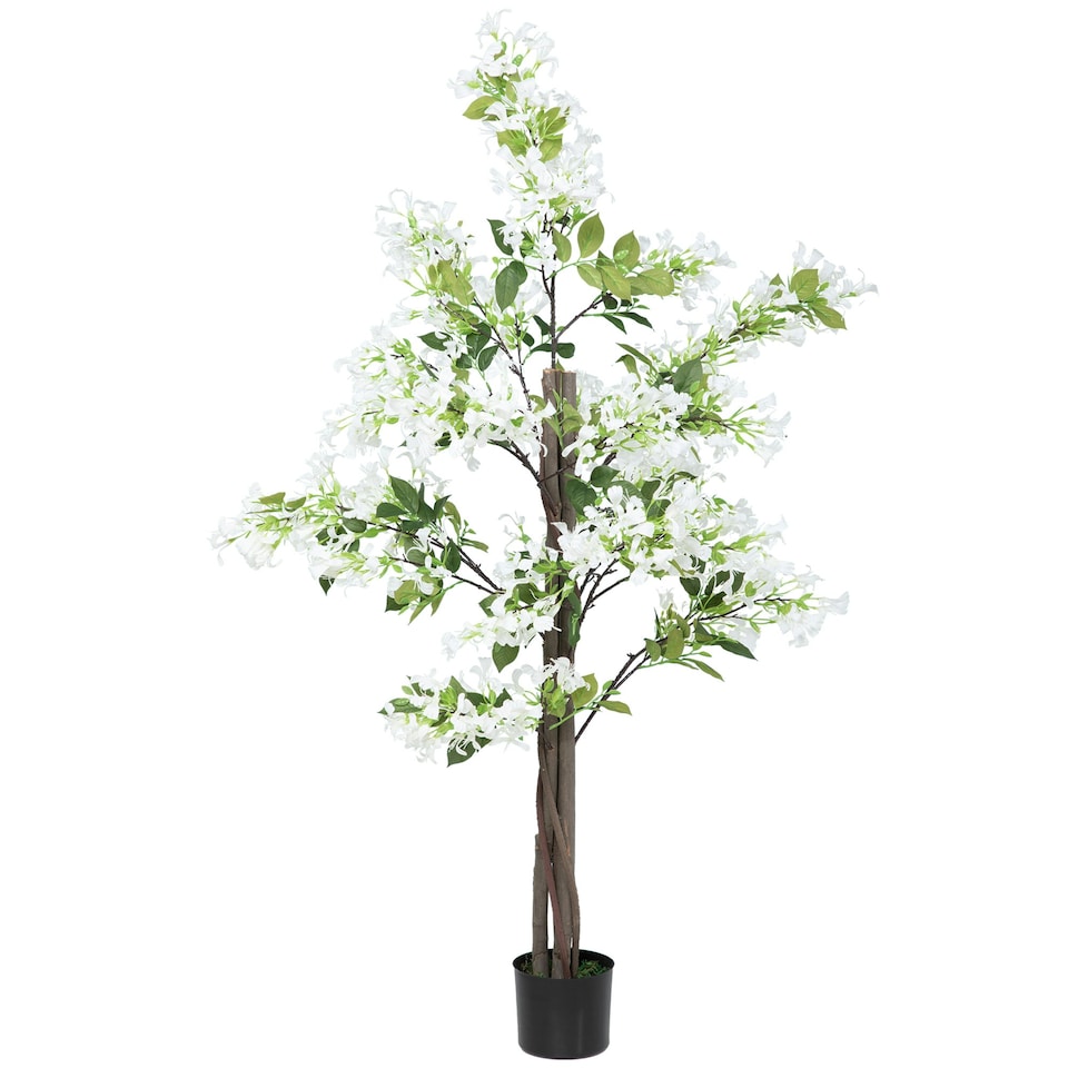 image 1 of HOMCOM Potted Artificial Plants Honeysuckle Flower for Indoor , White
