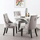 image 10 of Set of 2 Velvet Dining Chairs Ergonomic Scoop Knockerback & Button Tufted Wood Legs Grey | Light Grey