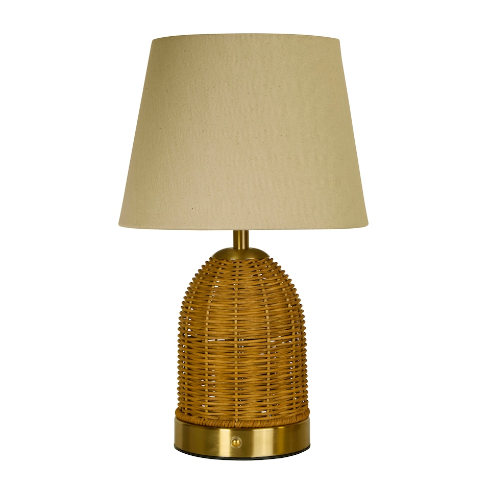 image 1 of RECHARGEABLE RATTAN TABLE LAMP Brown