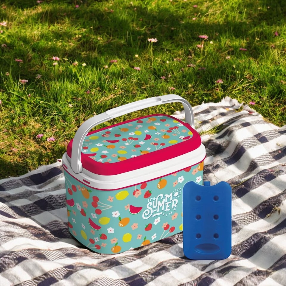 image 1 of 6L Cooler Box for Camping & Beach With Ice Packs | Multi | 1