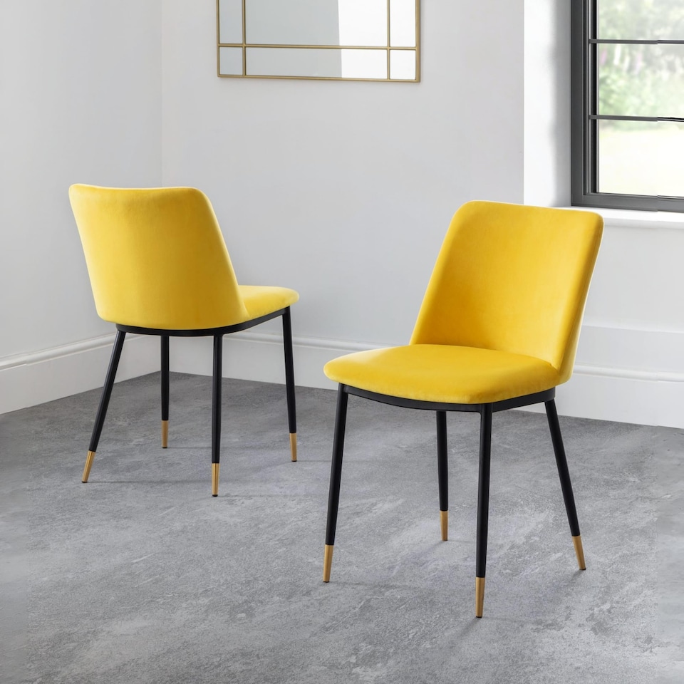 image 1 of Celeste Premium Mustard Dining Chairs - Set of 2