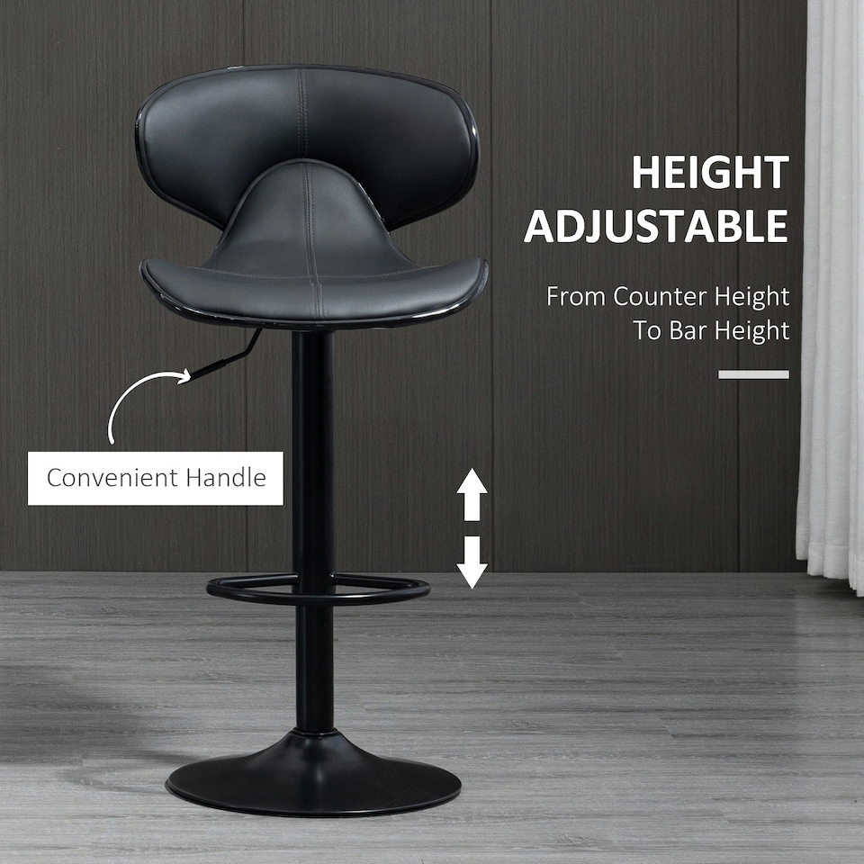 image 1 of HOMCOM Adjustable Swivel Bar Stools Set of 2, Barstools for Counter Bar, Grey