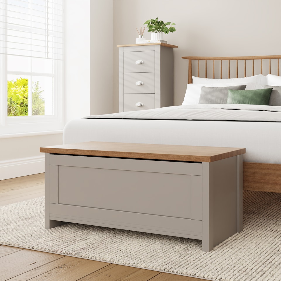 image 1 of Lancaster Ottoman Storage Box | Grey | Grey