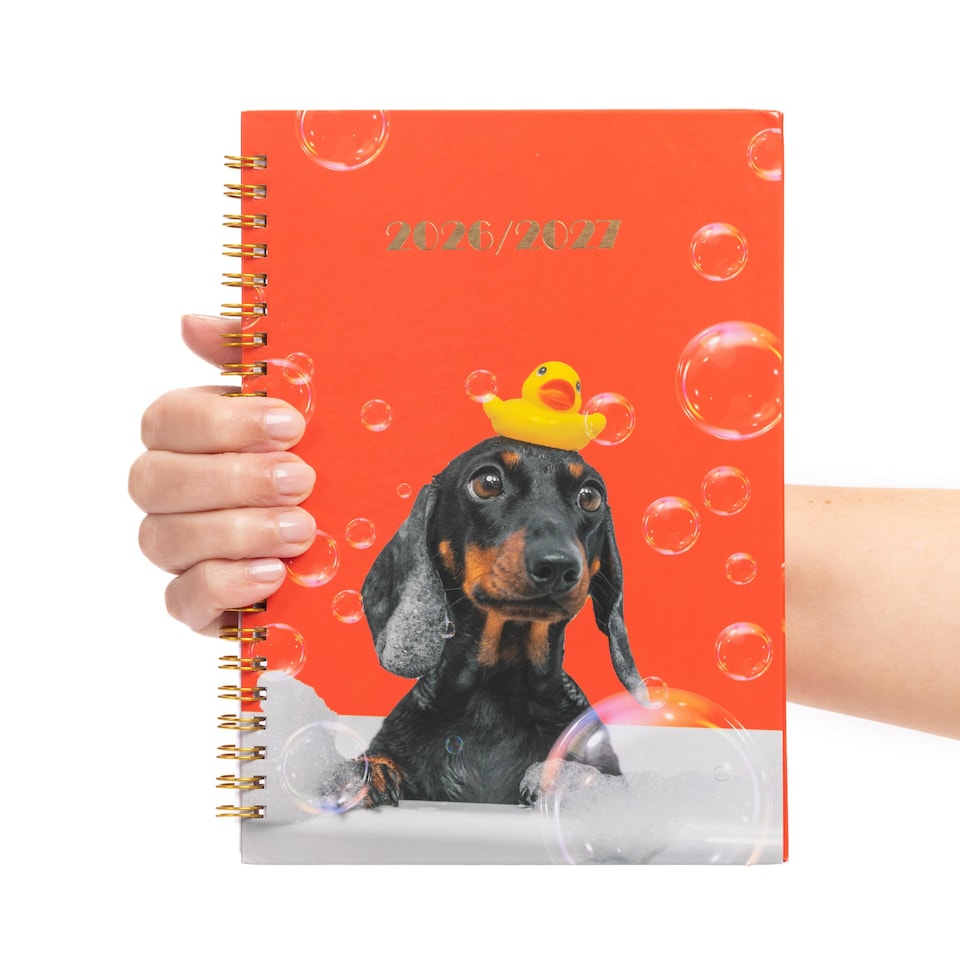 image 1 of 2026 - 2027 Academic Diary A5 Week to View - Spiral Bound Mid Year Planner Aug 2026 to Jul 2027 - Hardback | Red | Duck