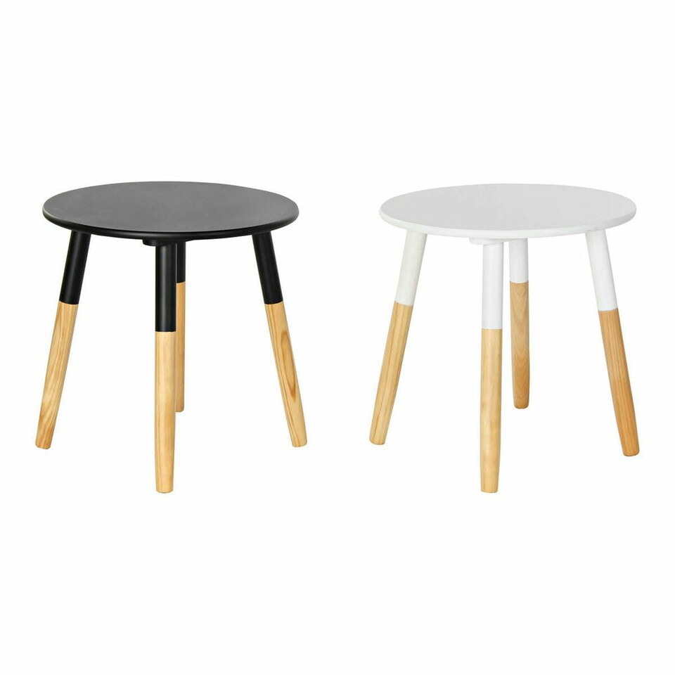image 1 of Side table DKD Home Decor White Black Wood (48 x 48 x 48 cm) (2 pcs) N/A