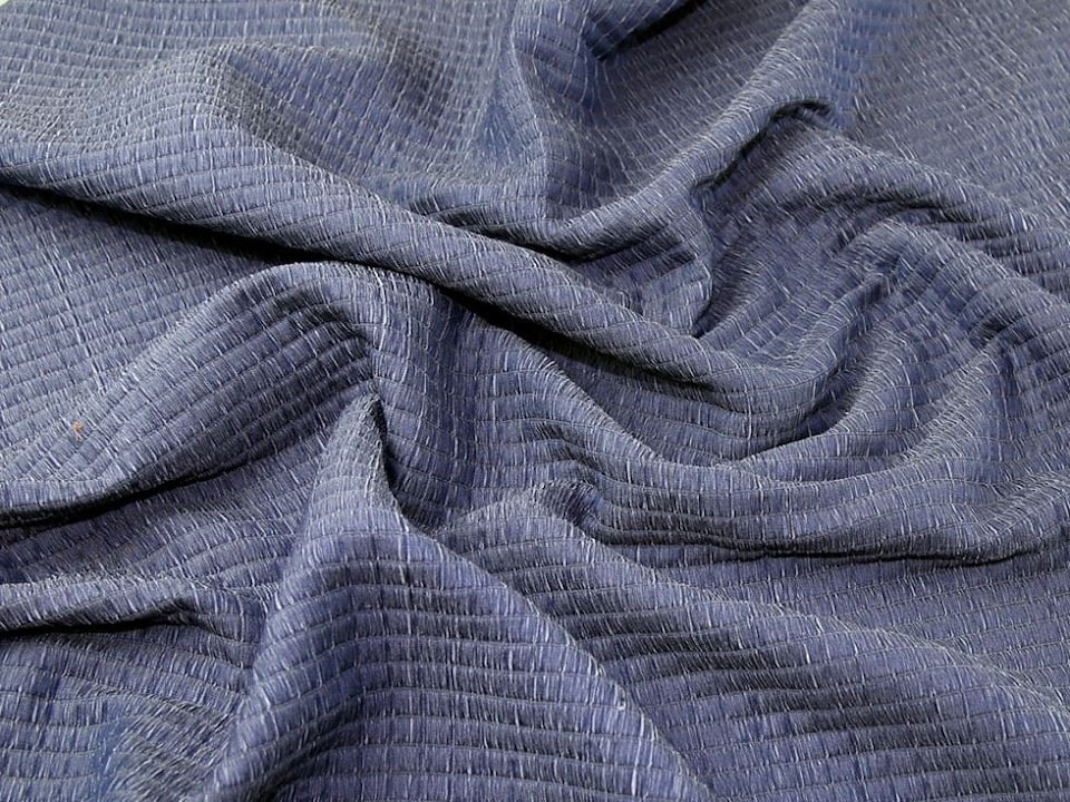 Blue Textured Woven Jacquard Fabric for Dressmaking, 130cm / 51" Wide - per metre