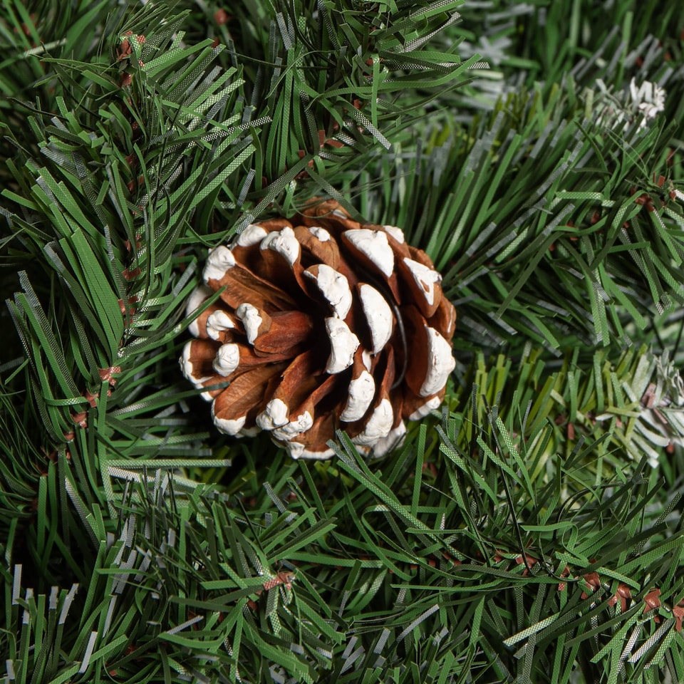 image 1 of 60cm Snow King Fir Hanging Christmas Wreath with Pinecones and 200 Tips in Green