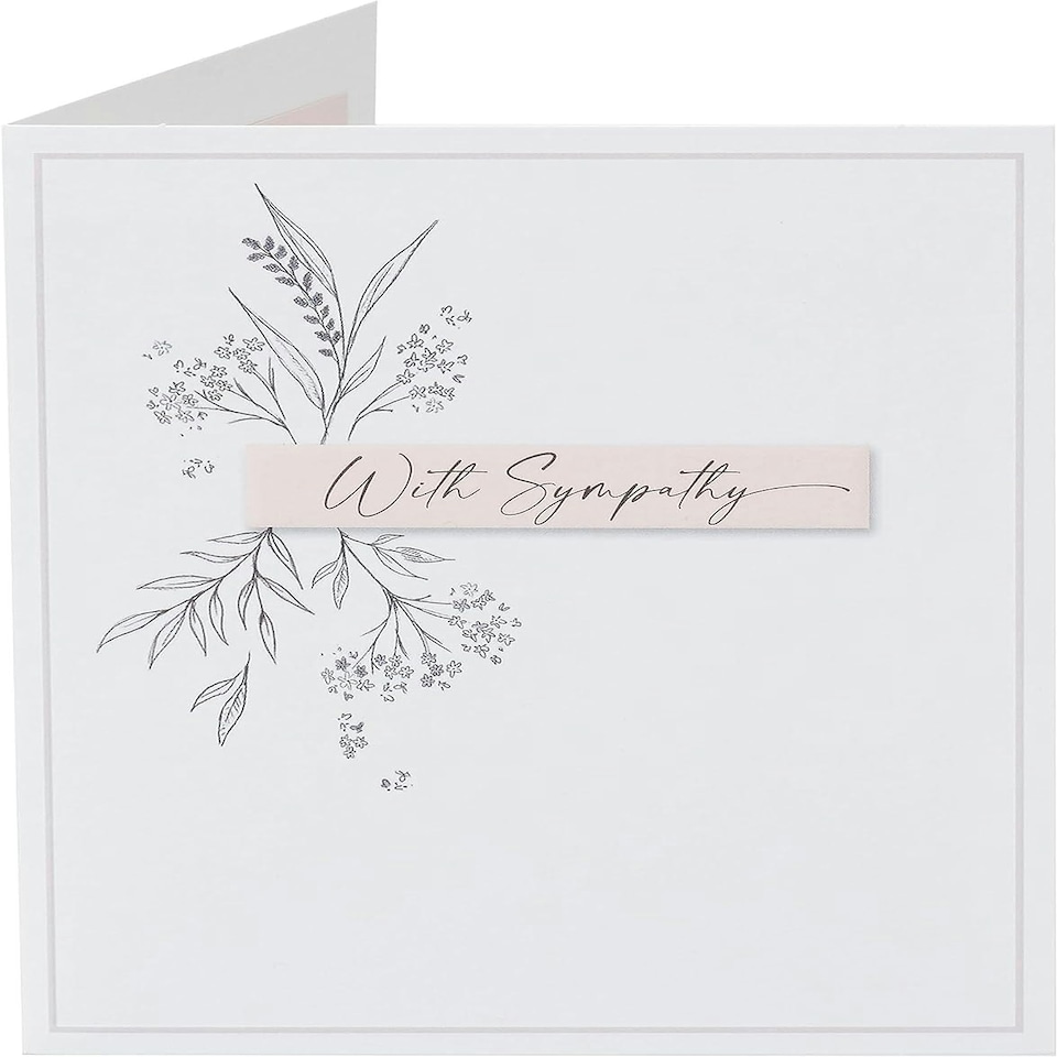 image 1 of Floral Outline Design Sympathy Card