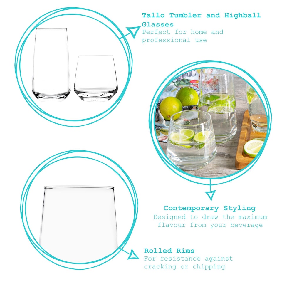 image 1 of Argon Tableware 12 Piece Tallo Glassware Set - Clear | Clear | Clear