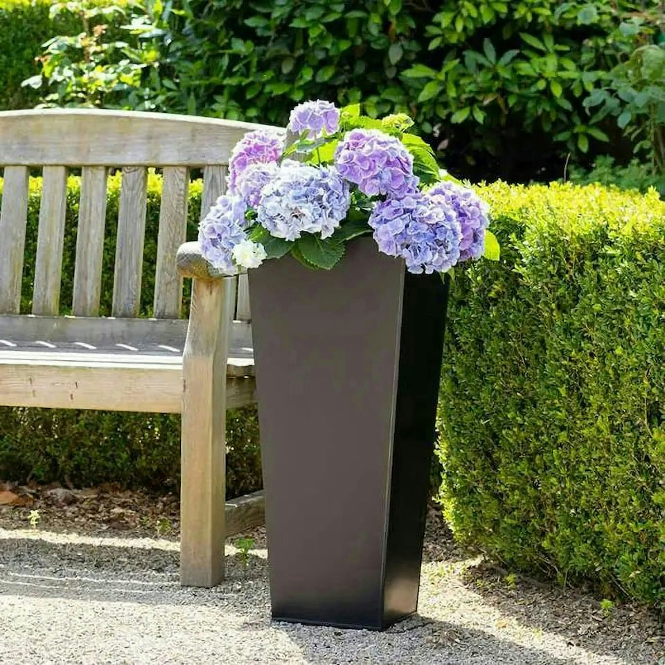 image 1 of Primrose Black Flared Tapered Outdoor Planter Zinc Galvanised Pot 90cm x 40cm
