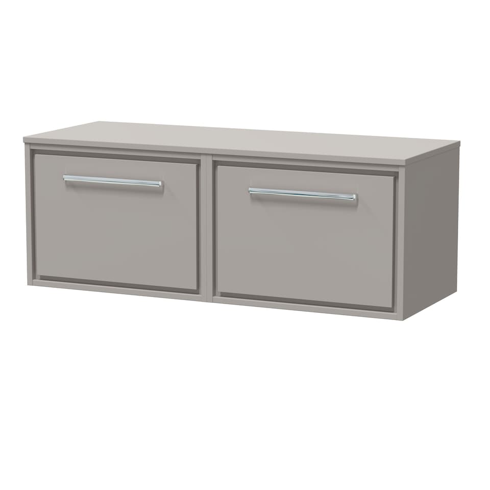 image 1 of Balterley Framed Design Wall Hung Single Drawer Vanity with Worktop | Grey | Pebble Grey | 449 x 605 x 460mm