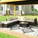 image 2 of Outsunny 8pc Rattan Sofa Garden Furniture Aluminium Outdoor Patio Set Brown