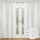image 1 of Pair of Tahiti White Pom-Pom Trim Linen Look Voile Panels with Rod Pocket Header 229 CMS