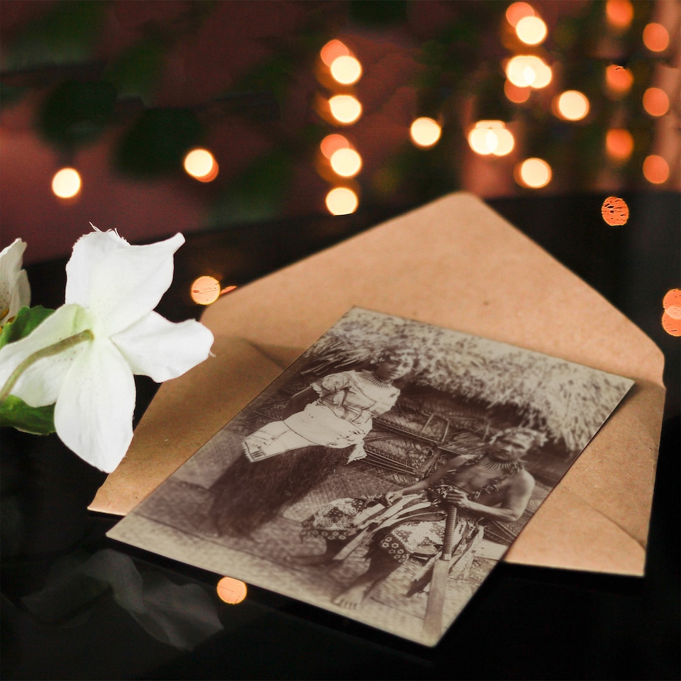 image 1 of Burton Brothers Samoan Chief Justice and His Wife Art Greeting Card