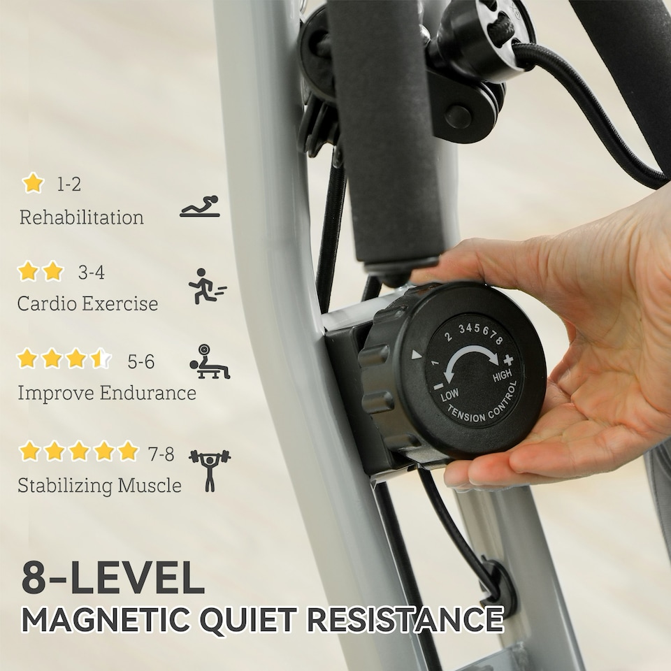 image 1 of SPORTNOW Folding Exercise Bike with Arm Bands and Hand Pulse Sensor, White