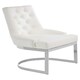 image 3 of Interiors by Premier Luxurious Ivory Faux Leather Dining Chair, Modern Chair With Button Tufted Backrest, Silver Finished Chair White