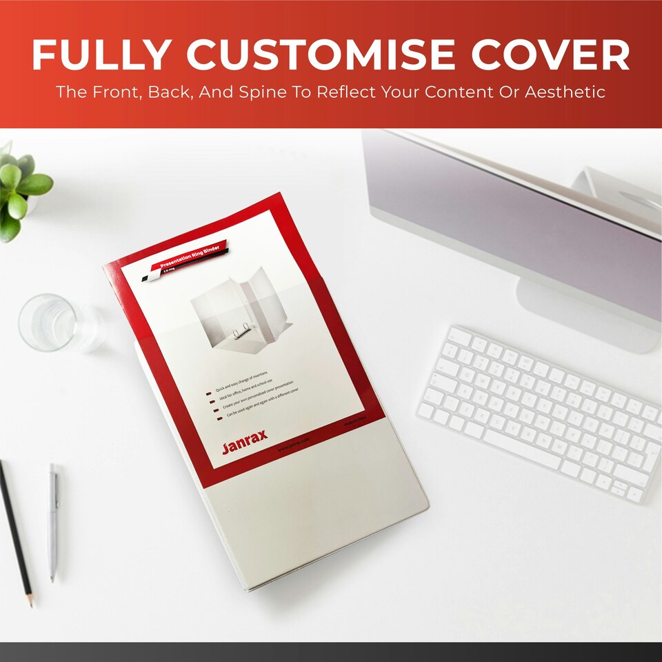 image 1 of Pack of 6 A4 White 4” (101mm) Presentation 2D Ring Binders with Fully Customisable Covers