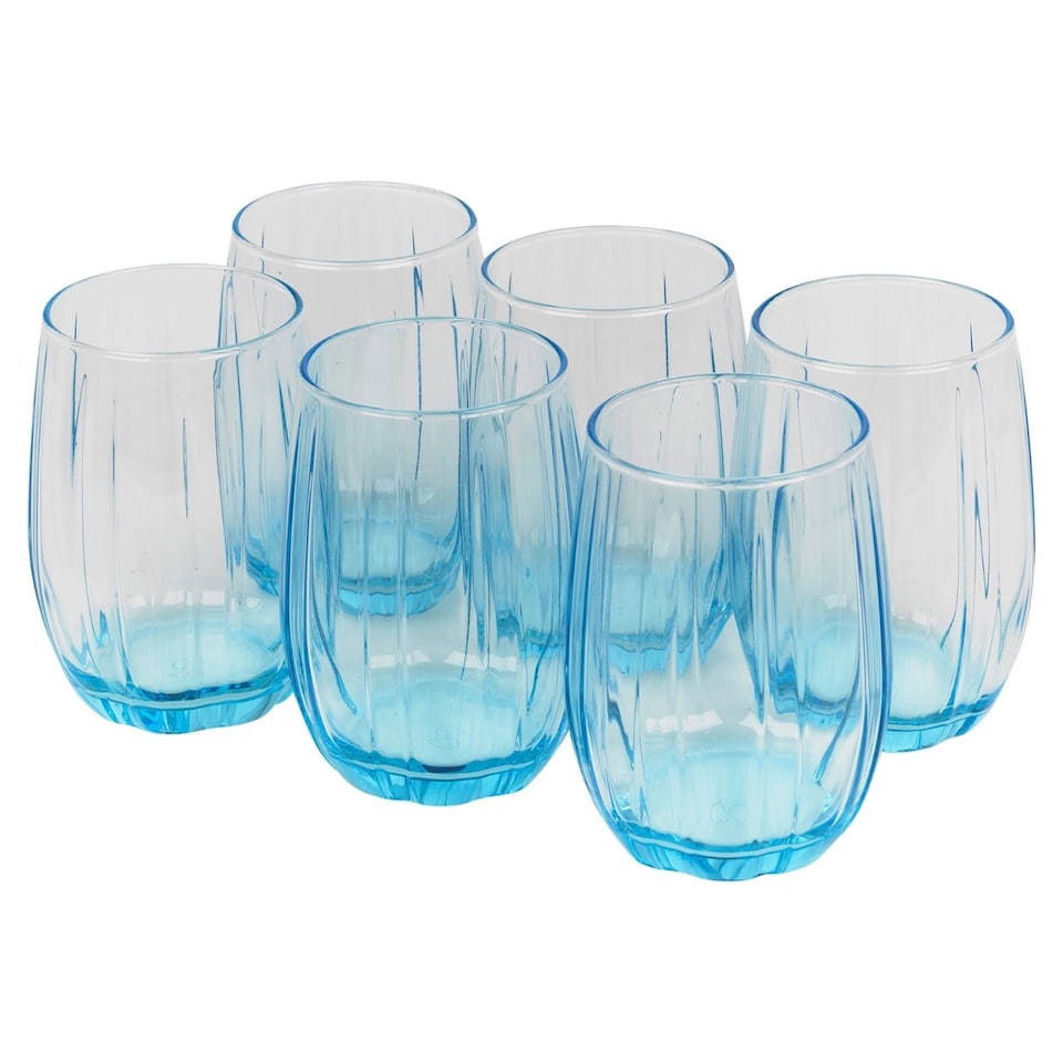 image 1 of Linka Coloured Glasses Sets Glassware Cup Tall Short Cocktail Tumblers | Multi | Light Blue 380ml + 500ml