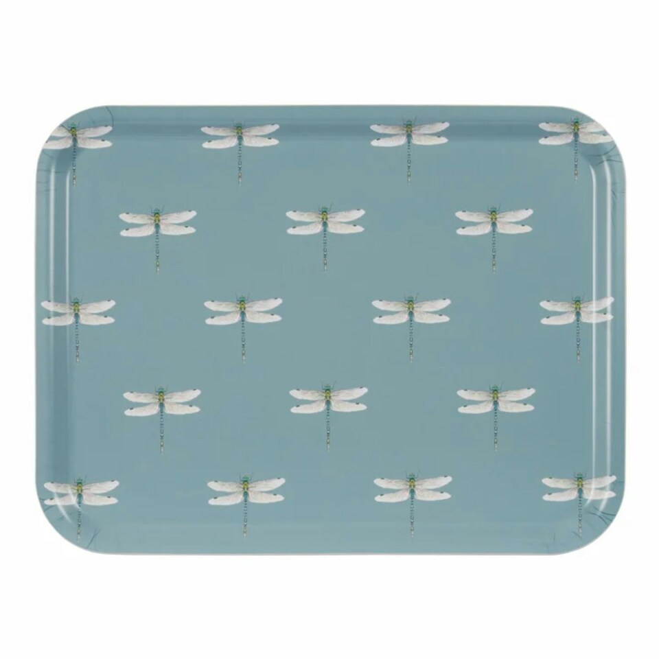 image 1 of Sophie Allport Dragonfly Serving Tray 43cm x 33cm, Birchwood Blue