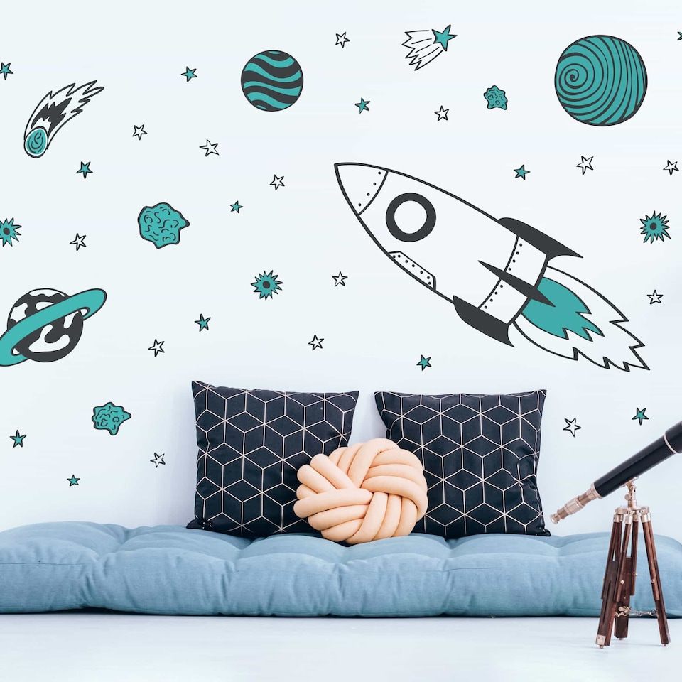 image 1 of Rocket and Stars Wall Stickers