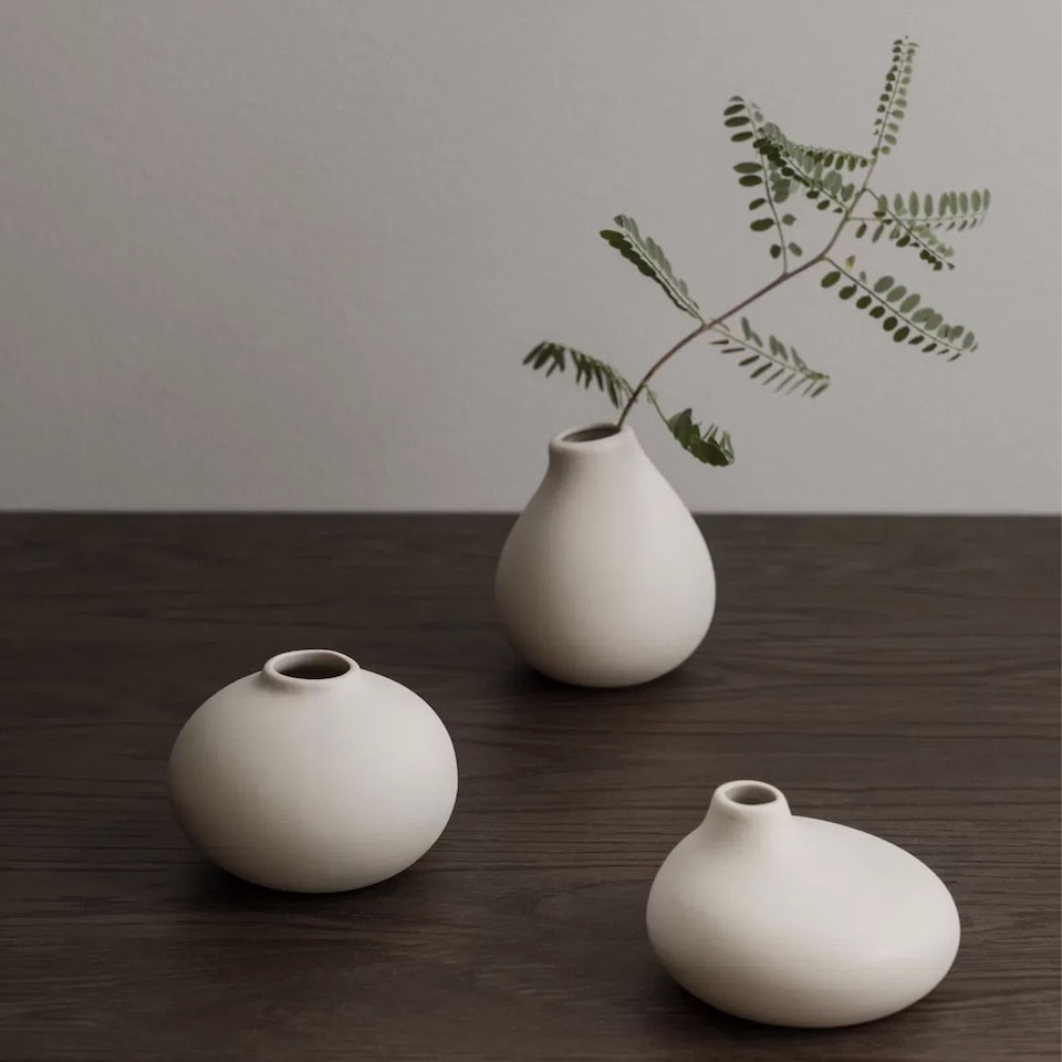 image 1 of Blomus Nona Set of 3 Porcelain Vases - White