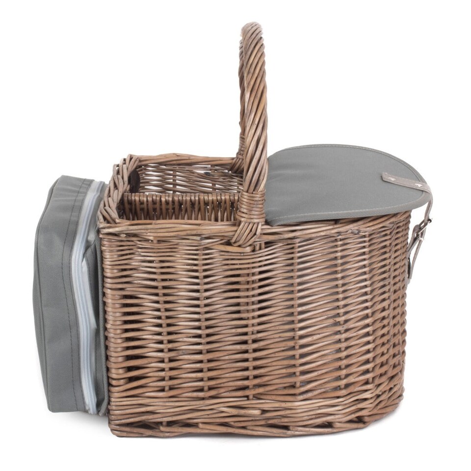 image 1 of 2 Bottle Beach Wicker Picnic Basket Hamper