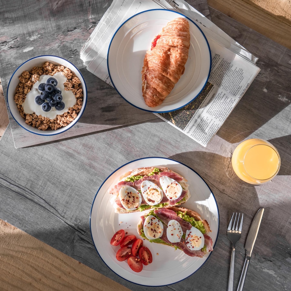 image 1 of Nicola Spring 18pc Farmhouse Porcelain Dinner Set - White