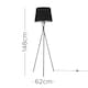 image 3 of ValueLights Camden Black Tripod Floor Lamp Black Taper Shade & Bulb Black
