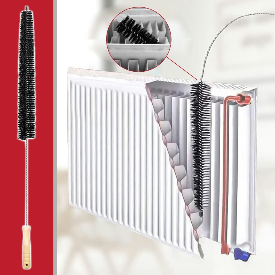 image 1 of SPARES2GO Long Reach Cleaning Brush Radiator Washing Machine Tumble Dryer Lint Dust Tool