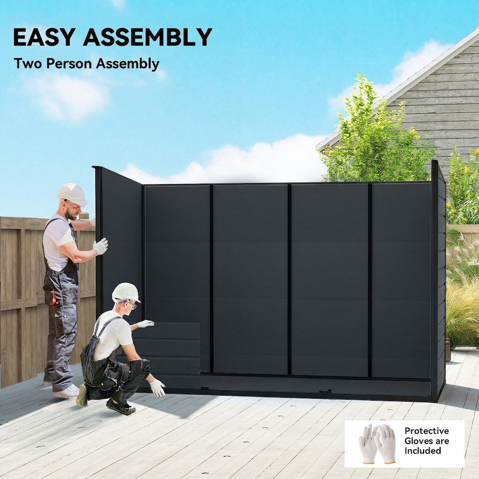image 1 of Outsunny 10 x 4 ft Plastic Garden Shed with Floor, Lockable Doors Dark Grey | Grey | Dark Grey