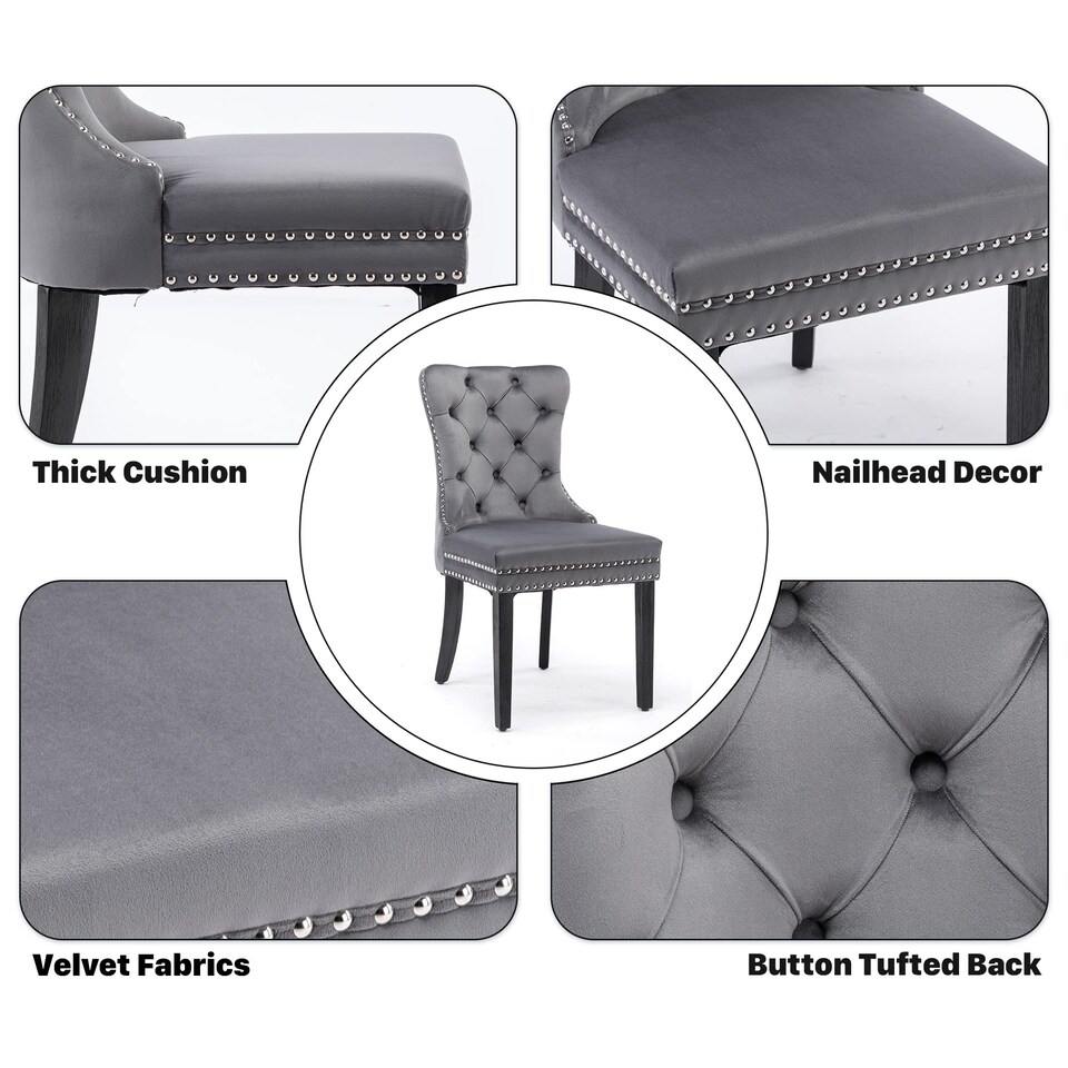 image 1 of Romsey Set of 4 Modern Velvet Dining Chairs with Solid Oak Legs