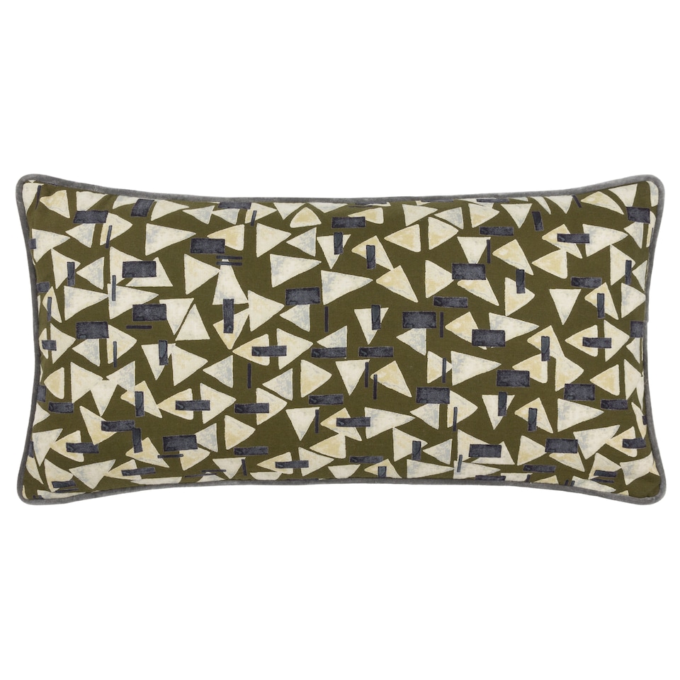 image 1 of Hoem City Geometric Piped Cushion, Multicolour, 30 x 60cm