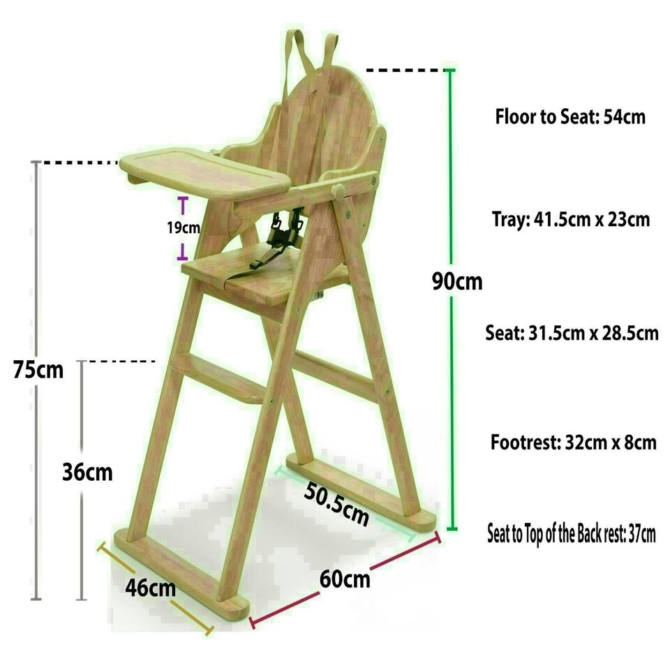 image 1 of Safetots Deluxe Putaway Folding Wooden High Chair, White, Highchair for Baby and Toddler, Pre-Assembled
