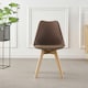 image 2 of Set of 4 Scandinavian Dining Chairs with Leather Cushions Solid Wood Legs | Brown