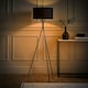 image 2 of ValueLights Camden Black Tripod Floor Lamp Black Shade & Bulb Black