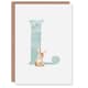 image 1 of Greeting Card Bunny Rabbit Alphabet Letter L New Baby 1st Birthday