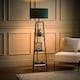 image 2 of ValueLights Hiru Black 3 Tier Shelf Floor Lamp with Green Shade Green