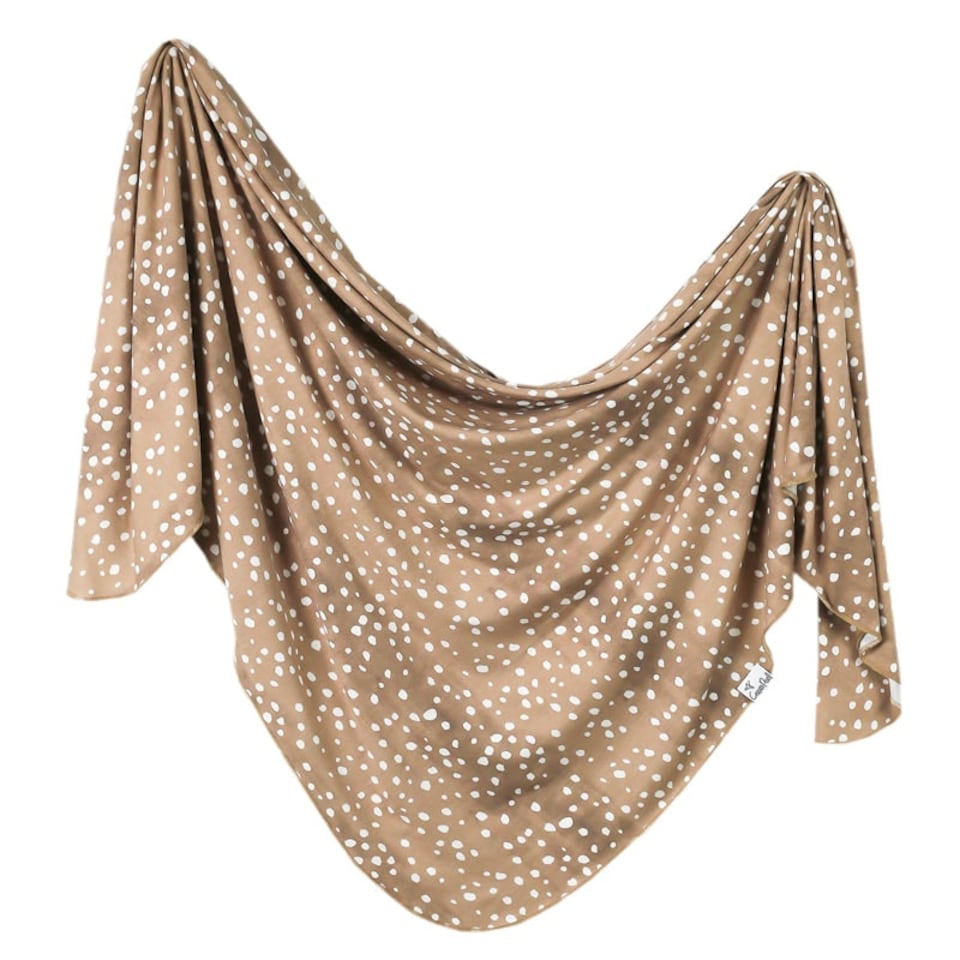image 1 of Copper Pearl Knitted Swaddle Blanket Fawn